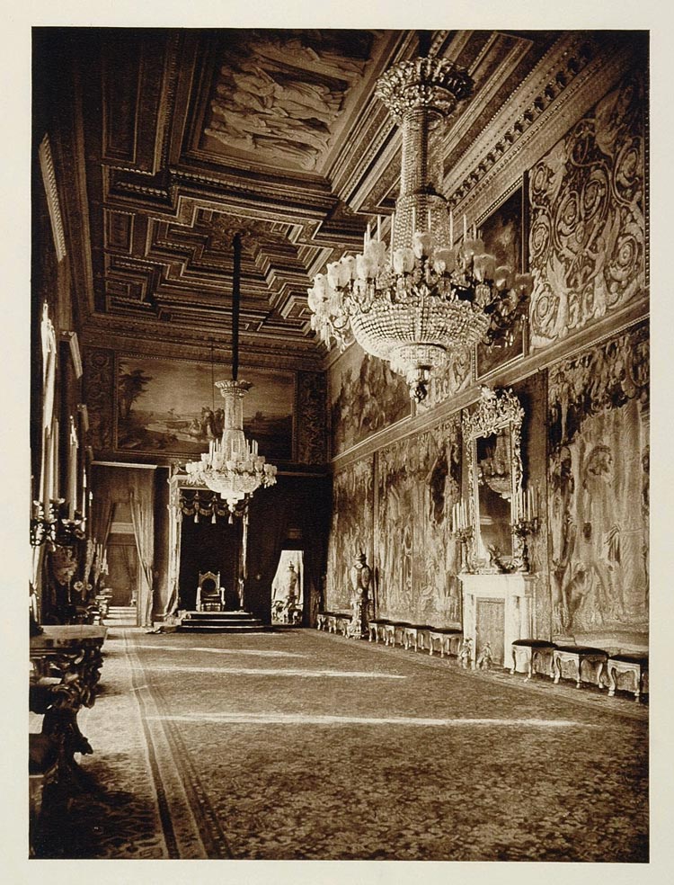 1925 Throne Room King's Palace Palazzo Quirinale Rome - ORIGINAL ITALY