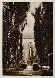 1925 Park Villa d'Este Trivoli Rome Italy Photogravure - ORIGINAL ITALY
