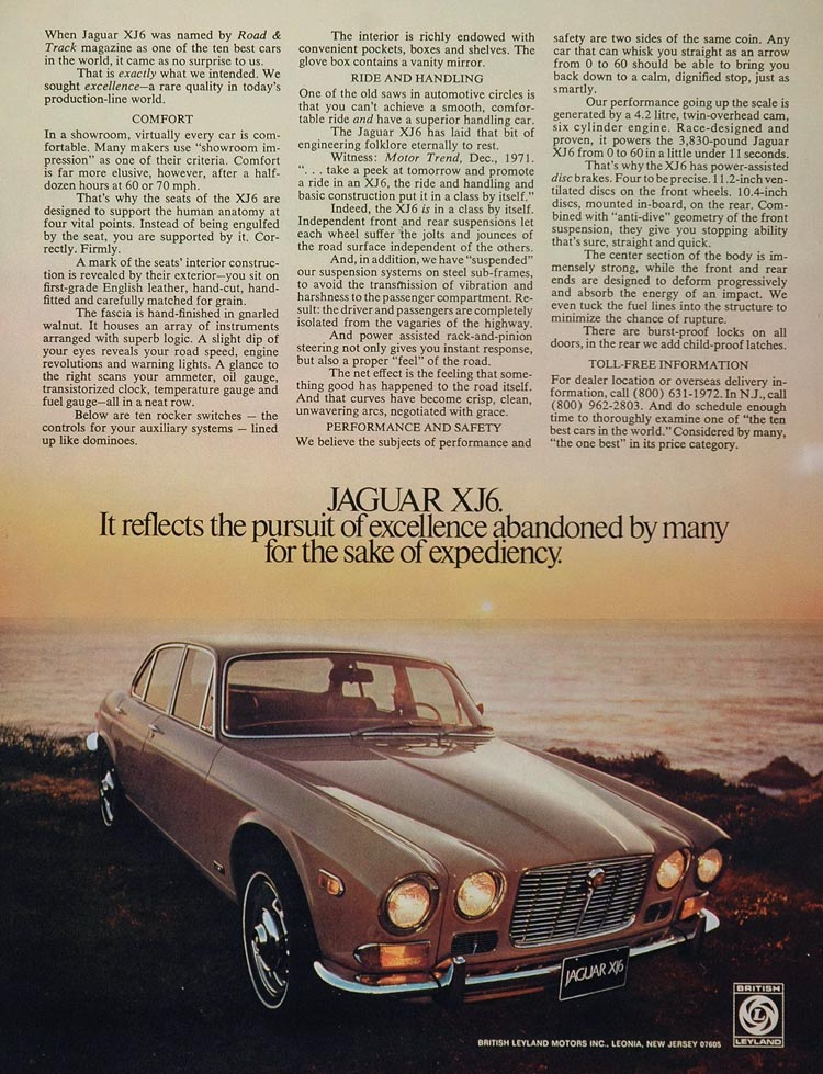 1976 Ad Jaguar XJ6 British Leyland Jag Luxury Sedan Car - ORIGINAL JAG