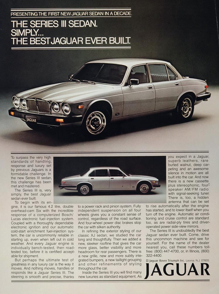 1980 Ad Jaguar Series III 3 Sedan Luxury Car Automobile - ORIGINAL JAG