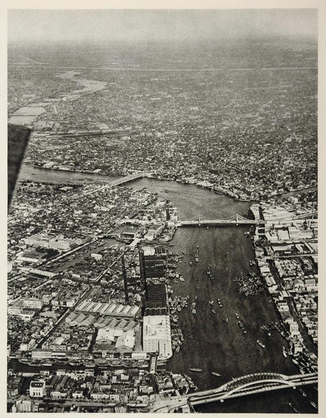 1930 Tokyo Bird's Eye View Aerial Sumida River Japan - ORIGINAL