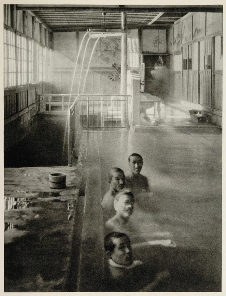 1930 Japanese Men Bath House Interior Izusan Japan - ORIGINAL JAPAN2