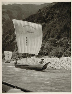 1930 Kisogawa River Sailing Boat Sail Japan Trautz NICE - ORIGINAL JAPAN2