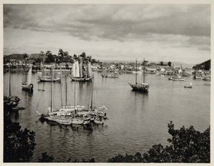 1930 Tomo Harbor Japanese Sailing Boats Photogravure - ORIGINAL JAPAN2