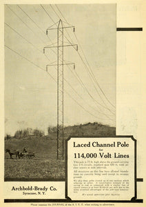 1923 Ad Archbold-Brady Laced Channel Pole Volt Lines Rural Town Horse JEE1