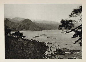 1930 Boats Coast Harbor Inatori Izu Japan Photogravure - ORIGINAL JK1