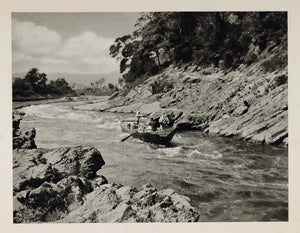 1930 Japanese River Rapids Boat Japan Photogravure - ORIGINAL PHOTOGRAVURE JK1