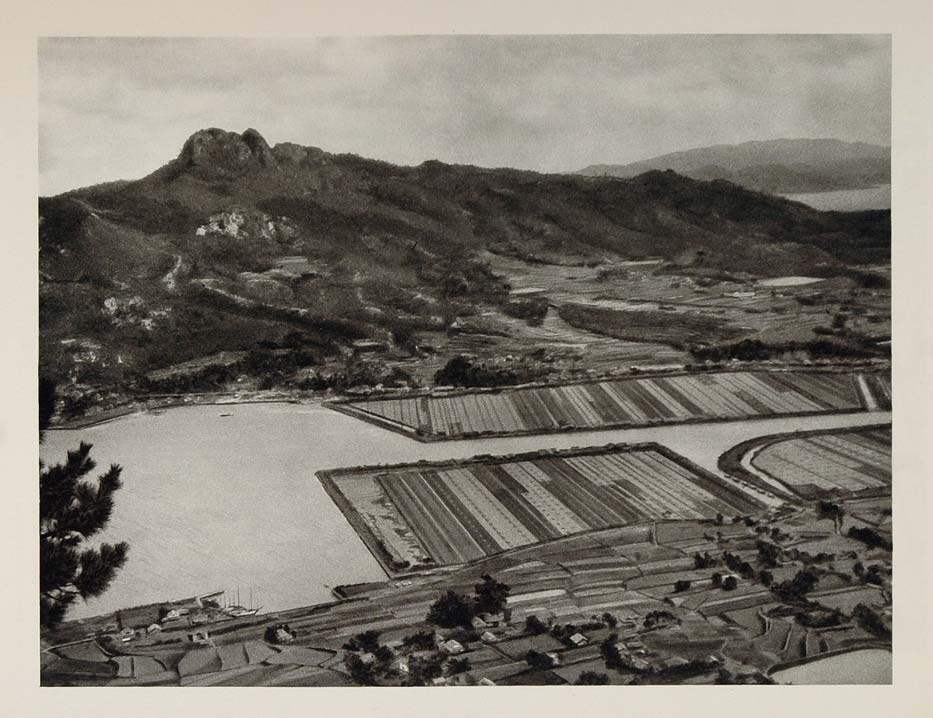1930 Salt Gardens Ponds Yashima Japan Aerial View NICE - ORIGINAL JK1