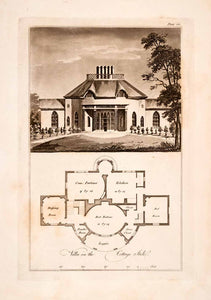 1823 Aquatint Engraving John Plaw Villa Cottage Style Ferme Ornee Pastoral JPA1