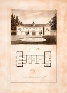 1823 Aquatint Engraving John Plaw Farm House Offices Ferme Ornee Pastoral JPA1