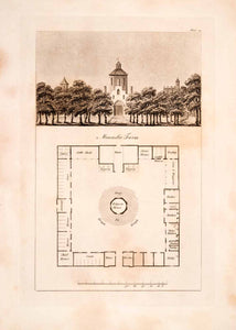 1823 Aquatint Engraving John Plaw Farmhouse Office Monastery Ferme Ornee JPA1