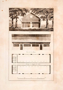 1823 Aquatint Engraving John Plaw Cow Ox House Barn Ferme Ornee Pastoral JPA1