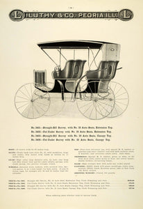 1912 Ad Antique Luthy Surrey Horse Buggy Peoria Canopy Top Open Carriage LAC2