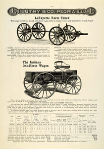1912 Ad Antique LaFayette Farm Truck Indiana One-Horse Wagon Luthy Peoria LAC2