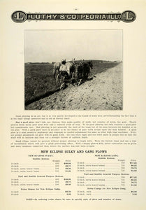 1912 Ad Antique New Eclipse Sulky Gang Plow Farmer Plowing Field Luthy LAC2