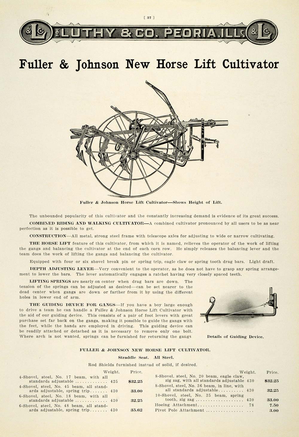 1912 Ad Antique Fuller & Johnson New Horse Lift Cultivator Farm Machine LAC2