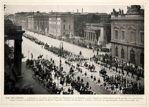 1913 Print Unter den Linden Berlin Military Parade Kaiser Wilhelm II Cityscape