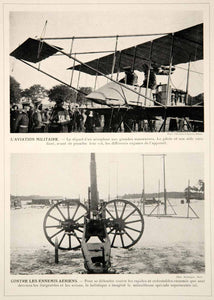 1913 Print Imperial German Army Military Airplane Anti-Aircraft Gun Historic WWI