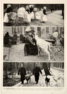 1913 Print Tiergarten Berlin Park Urban Animal Zoo Baby Prams Historic Germany