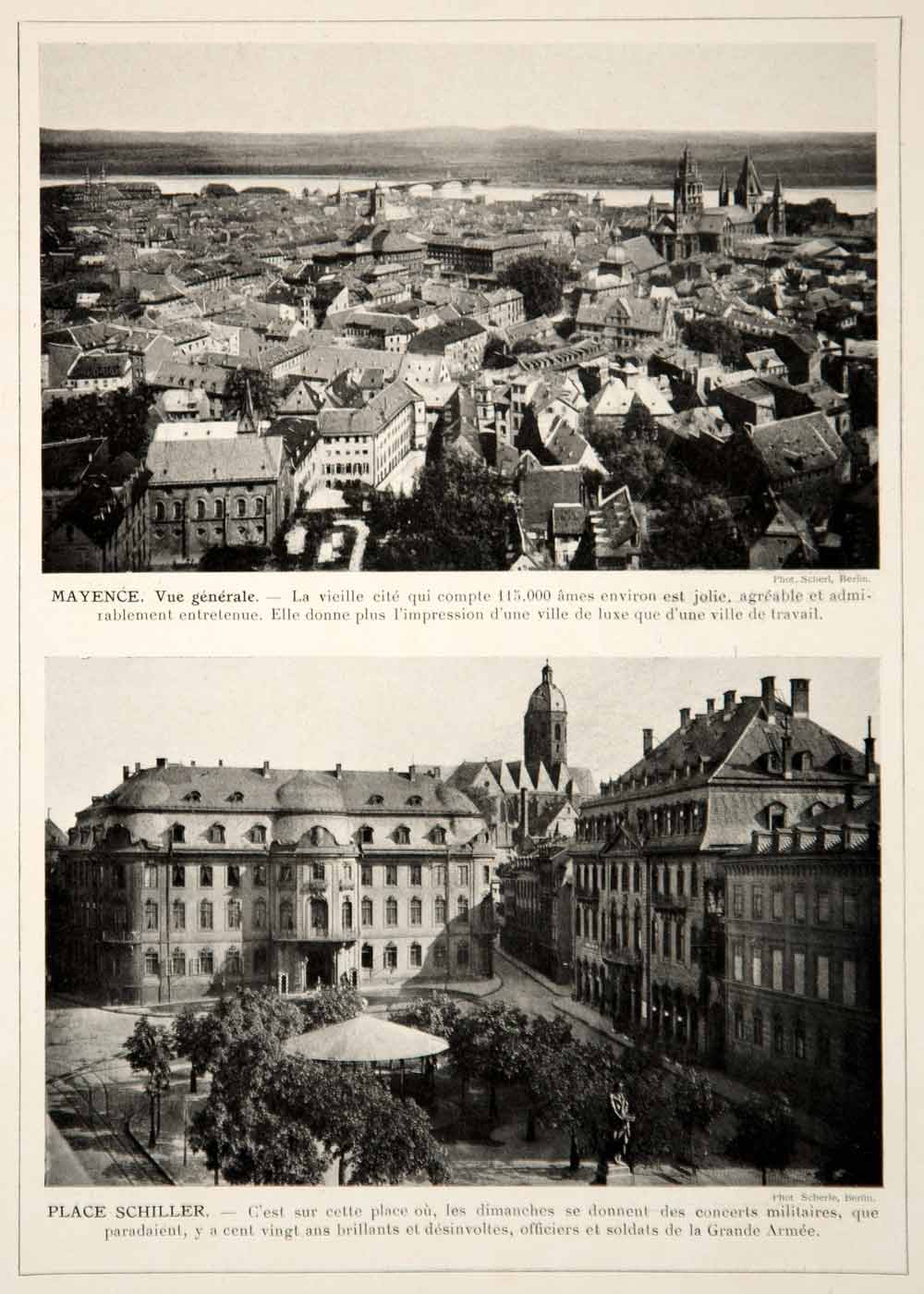 1913 Print Mainz Germany Cityscape Rhine Rhein Altstadt Schillerplatz Buildings