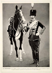 1913 Print German Crown Prince Wilhelm Kronprinz Germany Military Uniform Horse