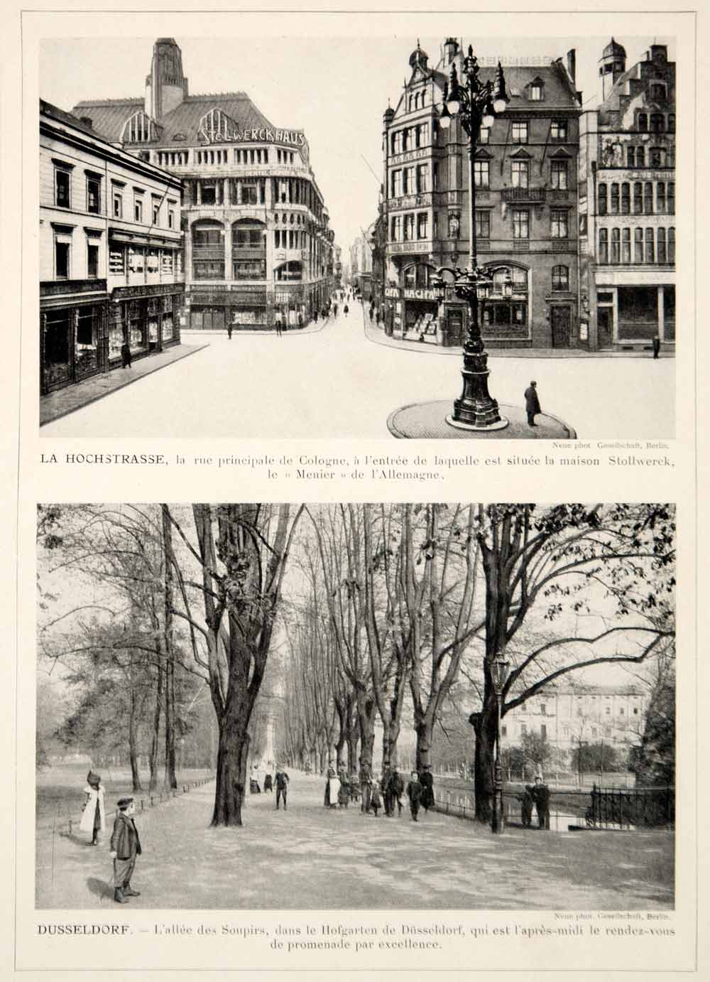 1913 Print Hochstrasse Cologne Koln Hofgarten Dusseldorf Germany Cityscape City