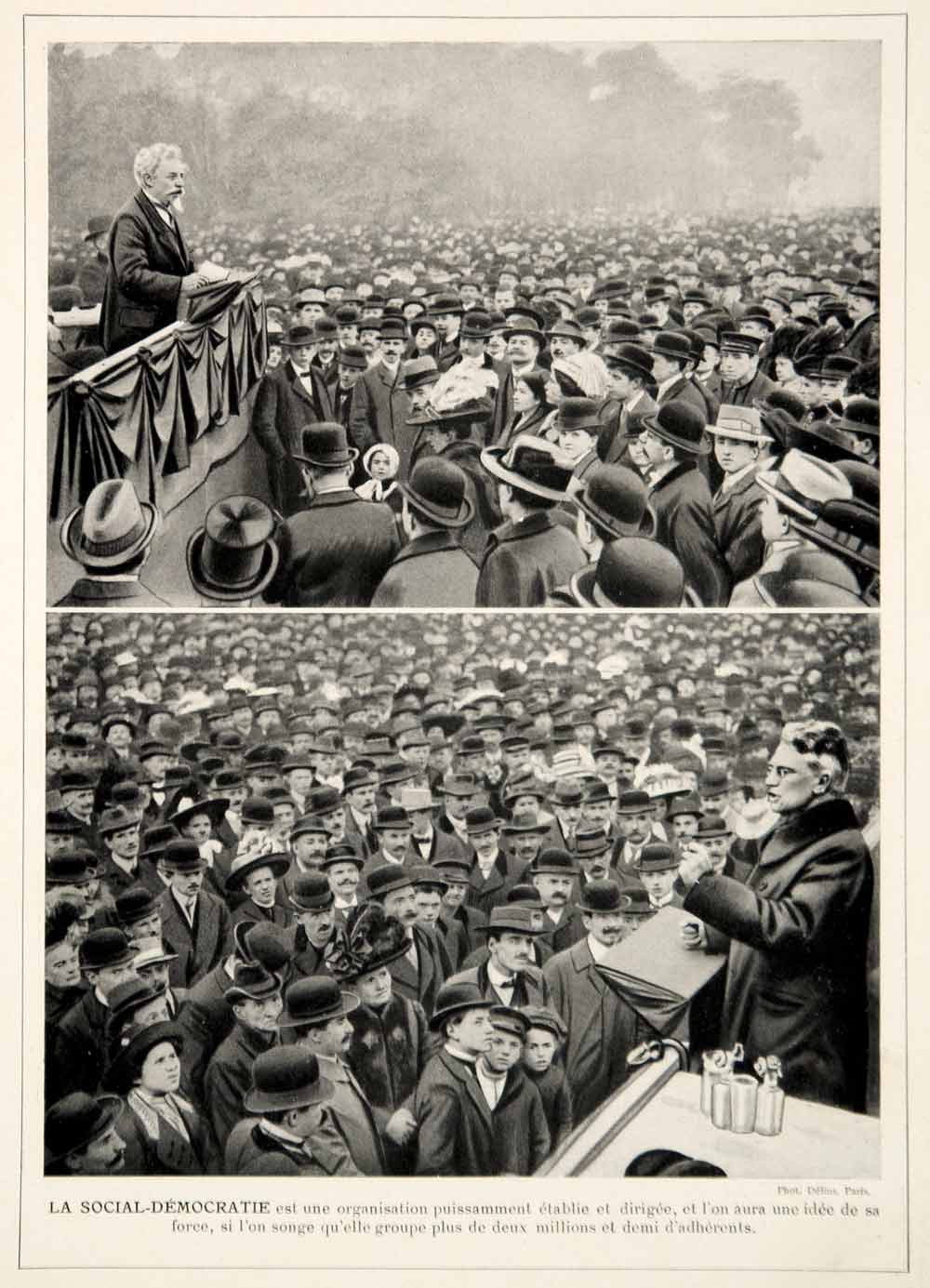 1913 Print August Bebel Wilhelm Liebknecht Social Democratic Party Rally Germany