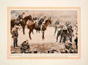 1913 Color Print German Army Maneuvers Horses Soldiers Uniforms Militarization