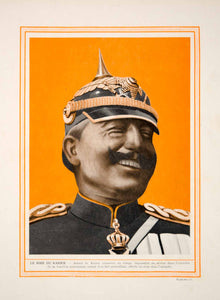 1913 Color Print Kaiser Wilhelm II German Emperor King Prussia Portrait Helmet