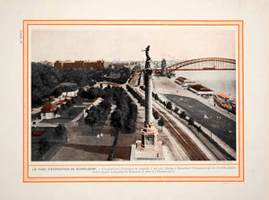 1913 Color Print Dusseldorf Golzheim Exhibition Fair Site Park Rhine Cityscape