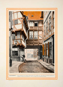1913 Color Print Hildesheim Germany Half-Timbered House Umgestulpte Zuckerhut