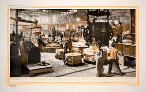 1913 Color Print Krupp AG German Steel Foundry Factory Mill Workers Germany Arms