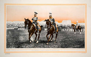 1913 Color Print Kaiser Wilhelm II German Emperor Reviewing Army Troops Germany