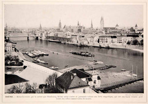 1914 Print Bremen Germany River Weser German City Cityscape Buildings Historic