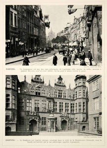 1914 Print Danzig Germany Gdansk Poland Langestrasse Zeughaus Cityscape Historic
