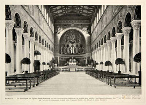 1914 Print Munich St Boniface's Abbey Abtei Bonifaz Benedictine Monastery Church