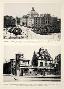 1914 Print Munich Justizpalast Palace of Justice Munchner Kunstlerhaus Germany