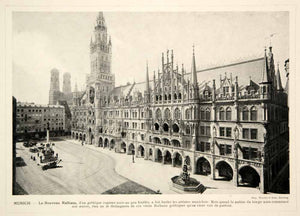 1914 Print Munich Neues Rathaus New Town Hall Marienplatz Germany Architecture