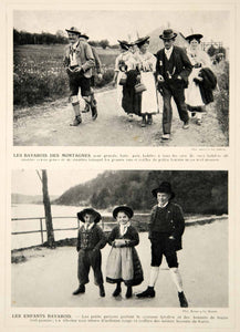 1914 Print Bavaria Germany Bavarian People Children Folk Costume Tyrolean Dress