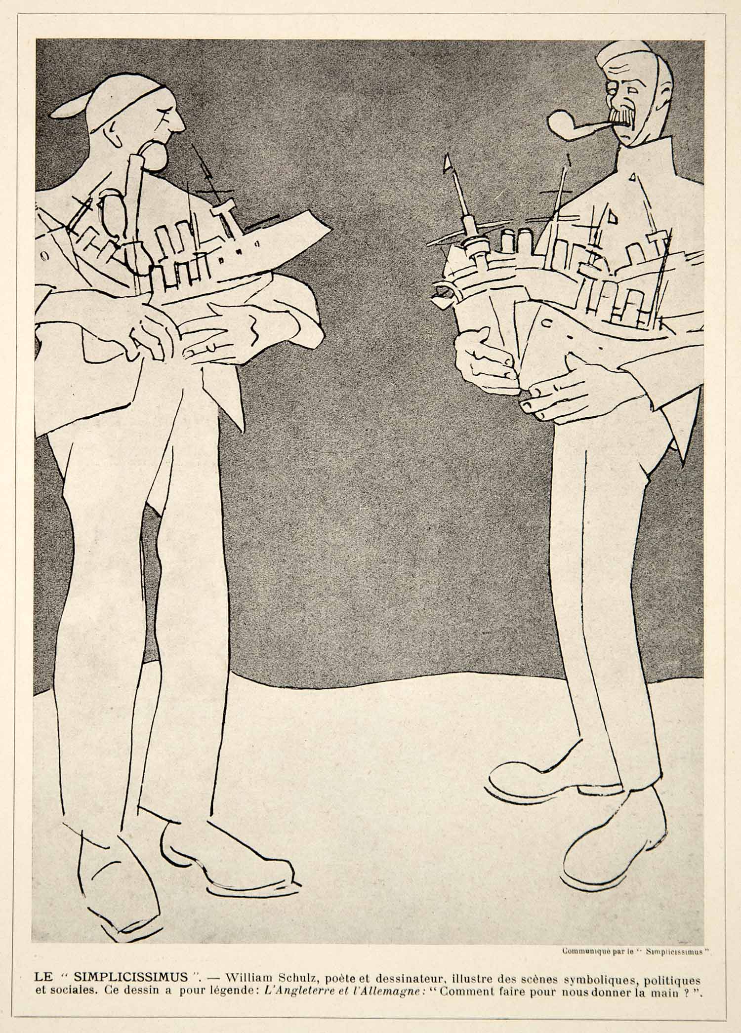 1914 Print Simplicissimus German Satire Cartoon Caricature Wilhelm Schulz Art