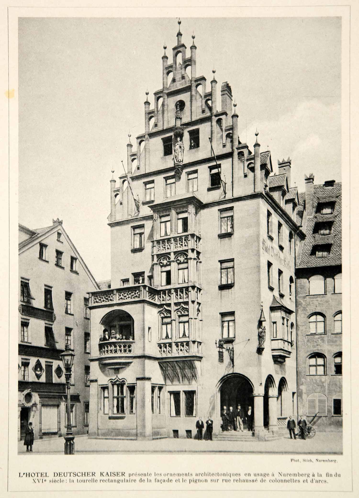 1914 Print Hotel Deutscher Kaiser Nuremberg Nurmberg Germany Architecture German