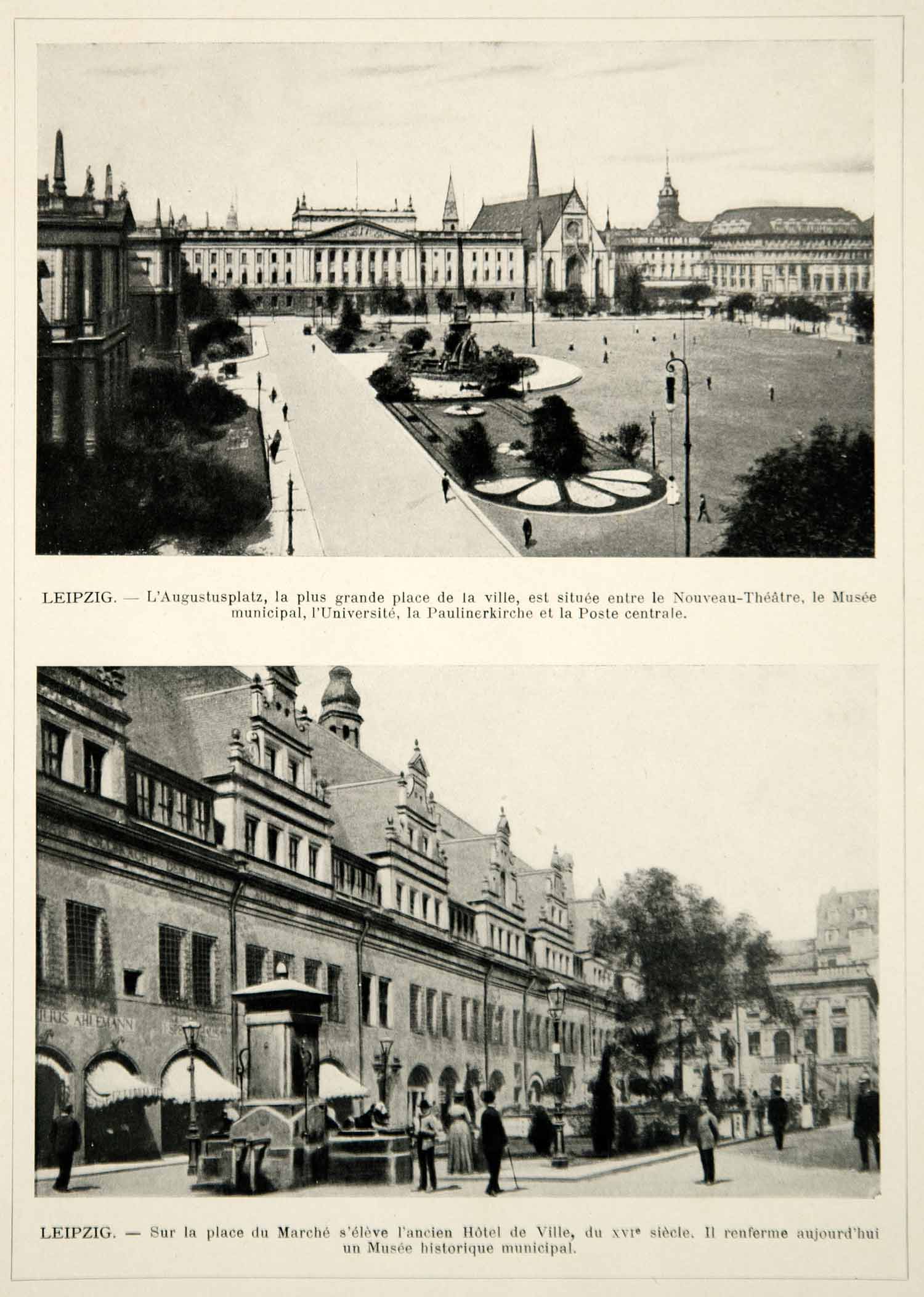 1914 Print Leipzig Augustusplatz Old City Hall Altes Rathaus German Architecture