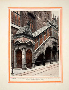 1914 Color Print Lubecker Rathaus Staircase Stairs Lubeck Germany Architecture