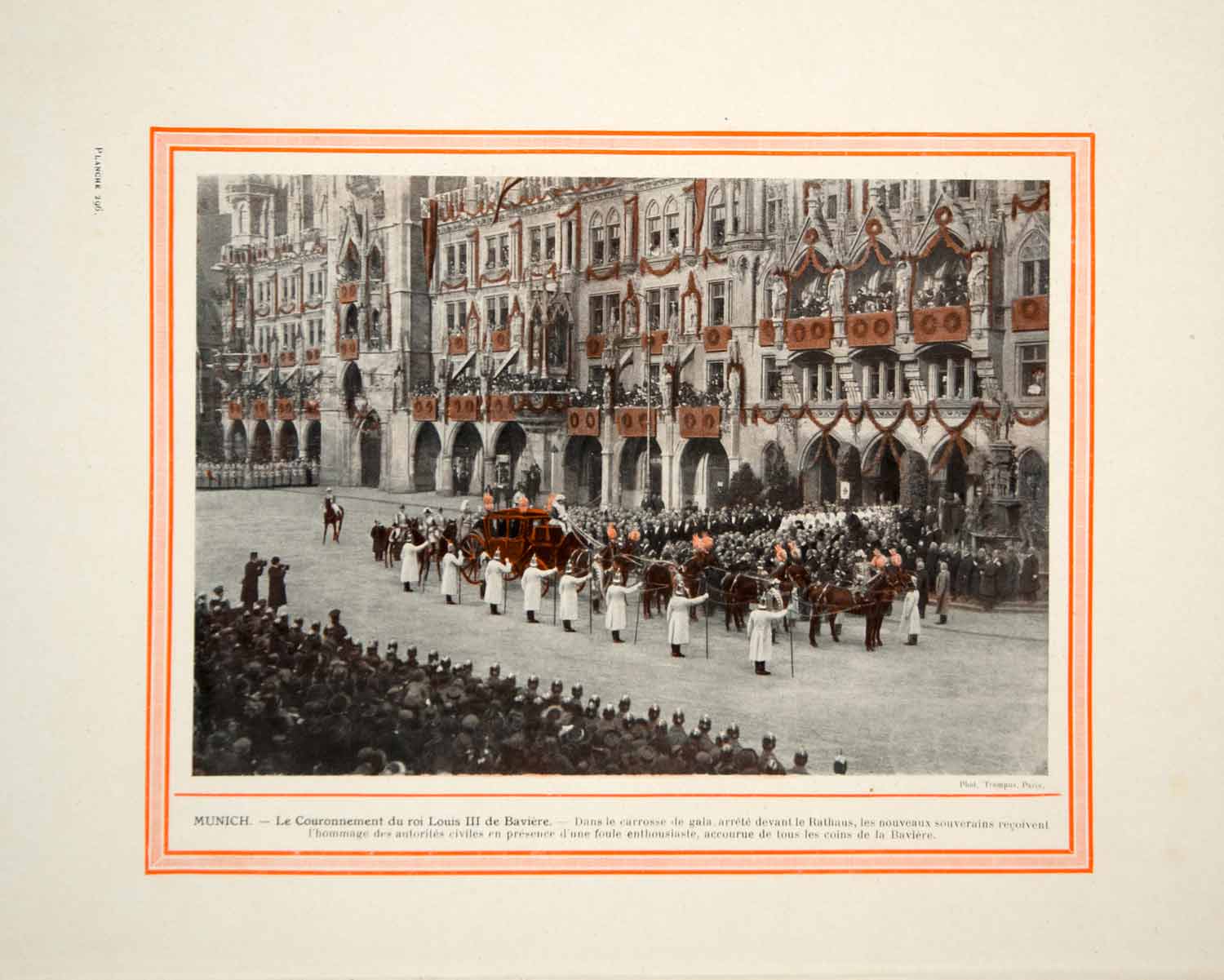 1914 Color Print Ludwig III of Bavaria Coronation Munich Rathaus Germany Royalty