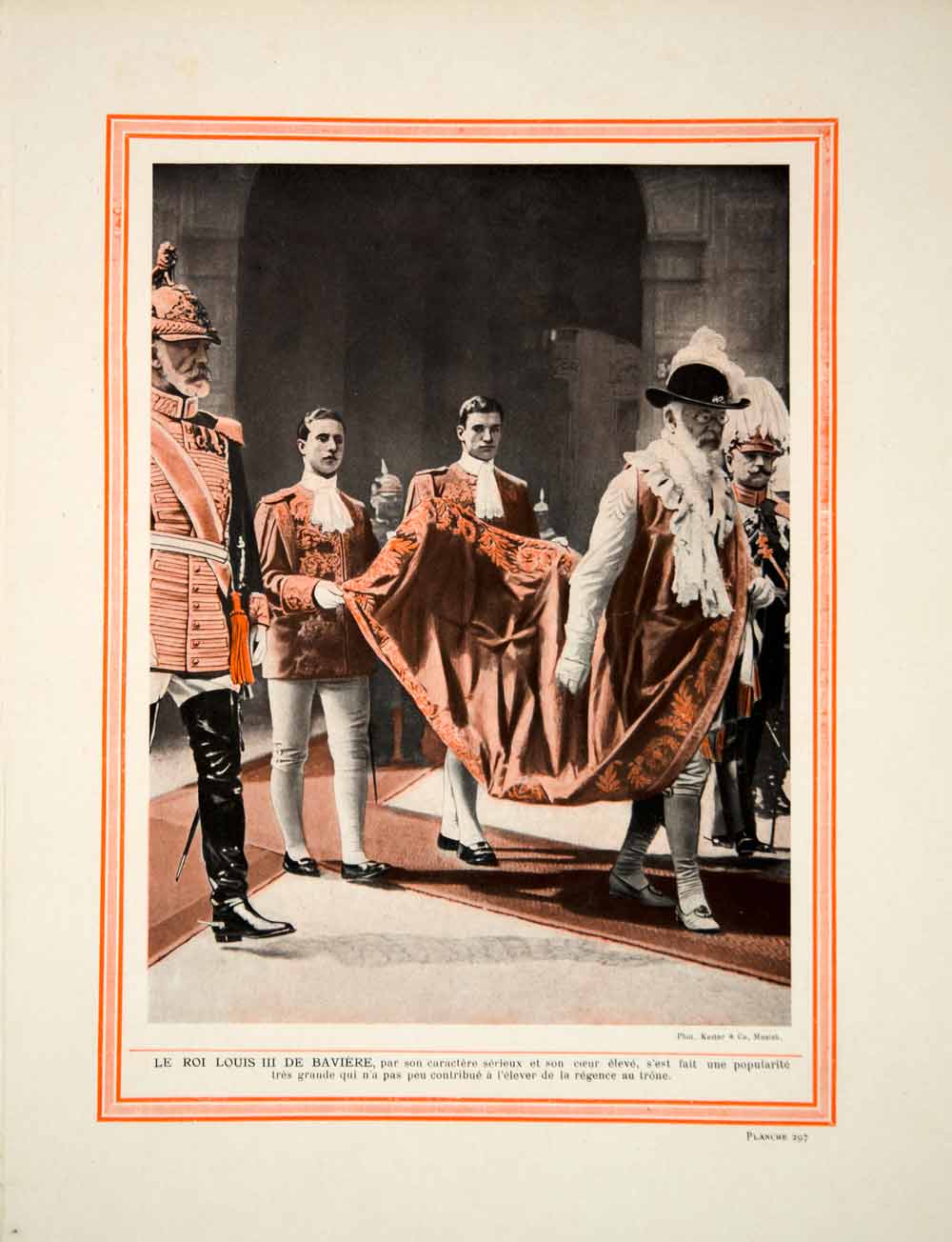 1914 Color Print Ludwig III of Bavaria Coronation Robes Munich Germany Royalty