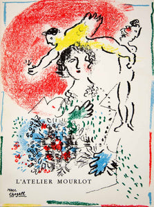 1965 Lithograph Marc Chagall Nude Atelier Mourlot Abstract Art Fantasy Angel