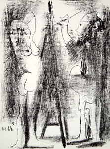 1965 Lithograph Pablo Picasso Nude Art Artist Model Painter Atelier Mourlot RARE