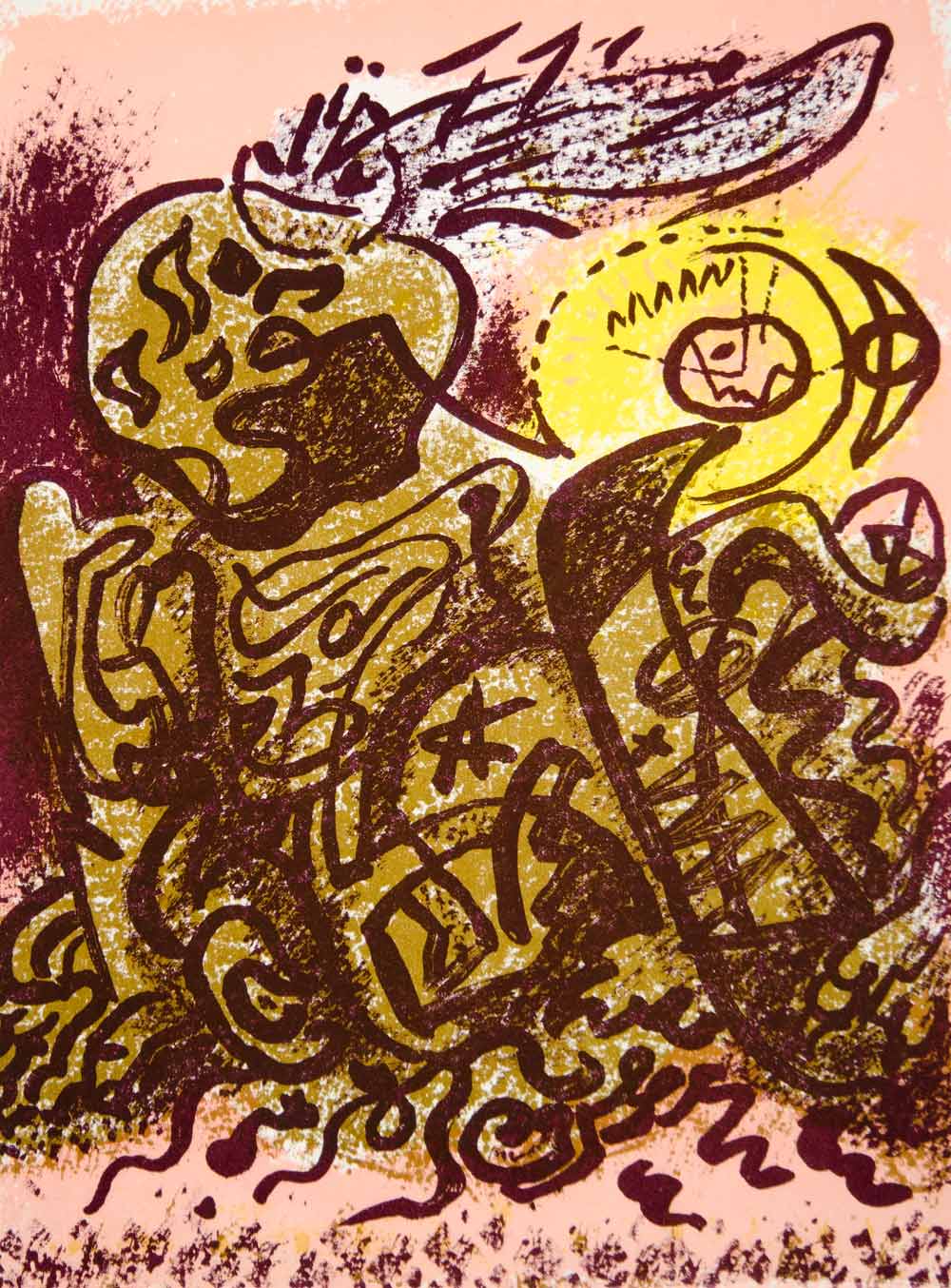 1965 Lithograph Andre Masson Caliban Atelier Mourlot Abstract Modern Art Demon