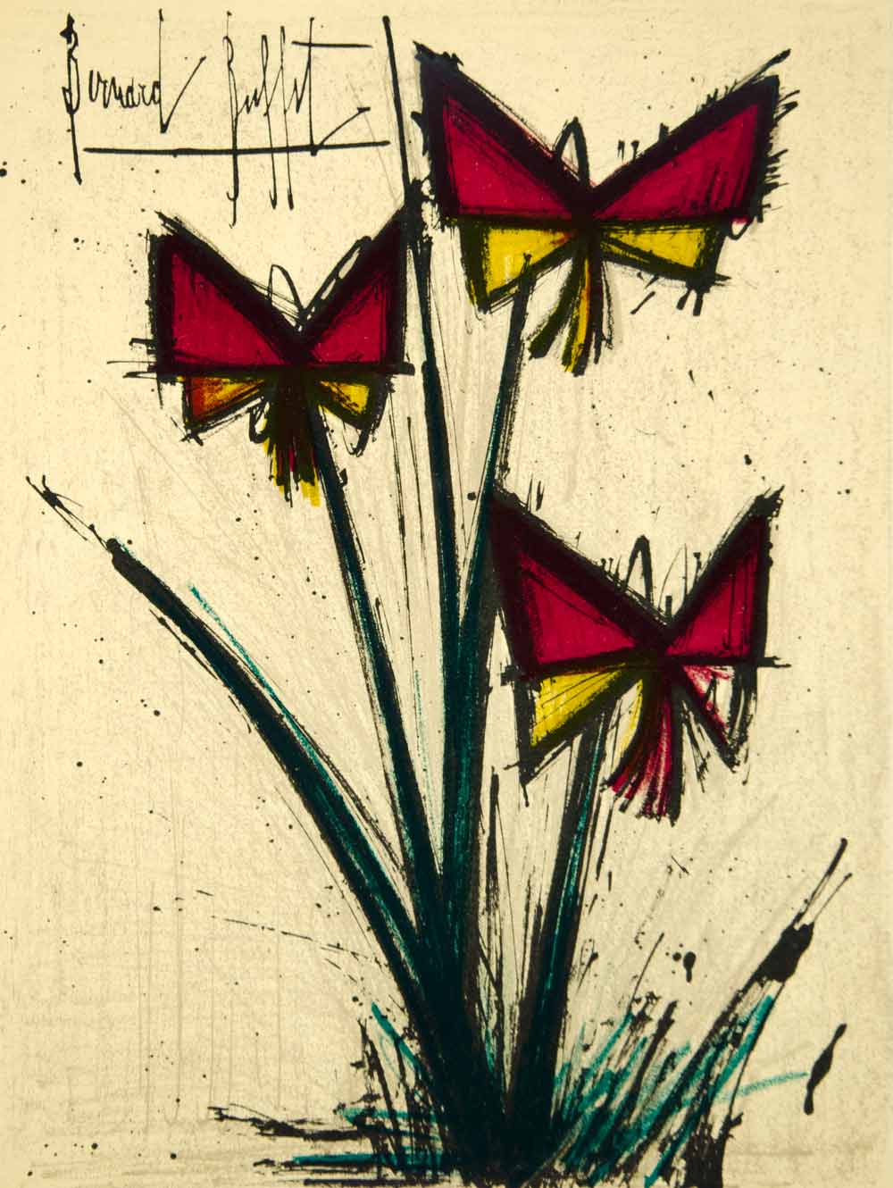 1965 Lithograph Bernard Buffet Pensees Atelier Mourlot Expressionism Modern Art
