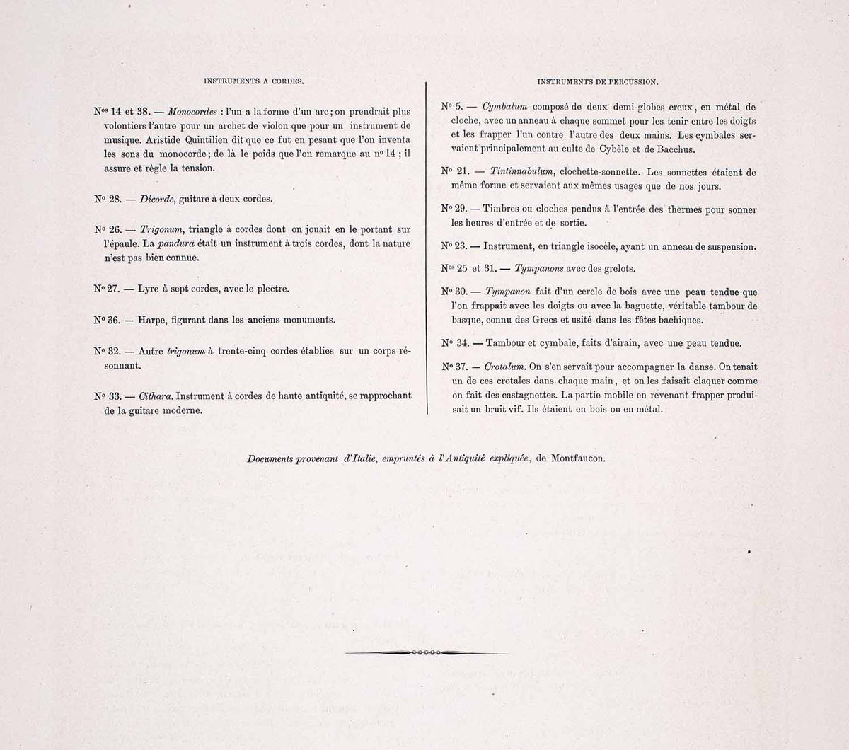 1888 Chromolithograph Ancient Roman Music Instruments Tibia Flute Trum ...